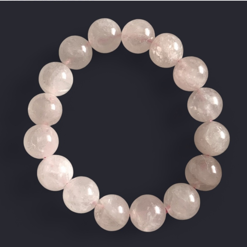 pink jade beaded stretch bracelet